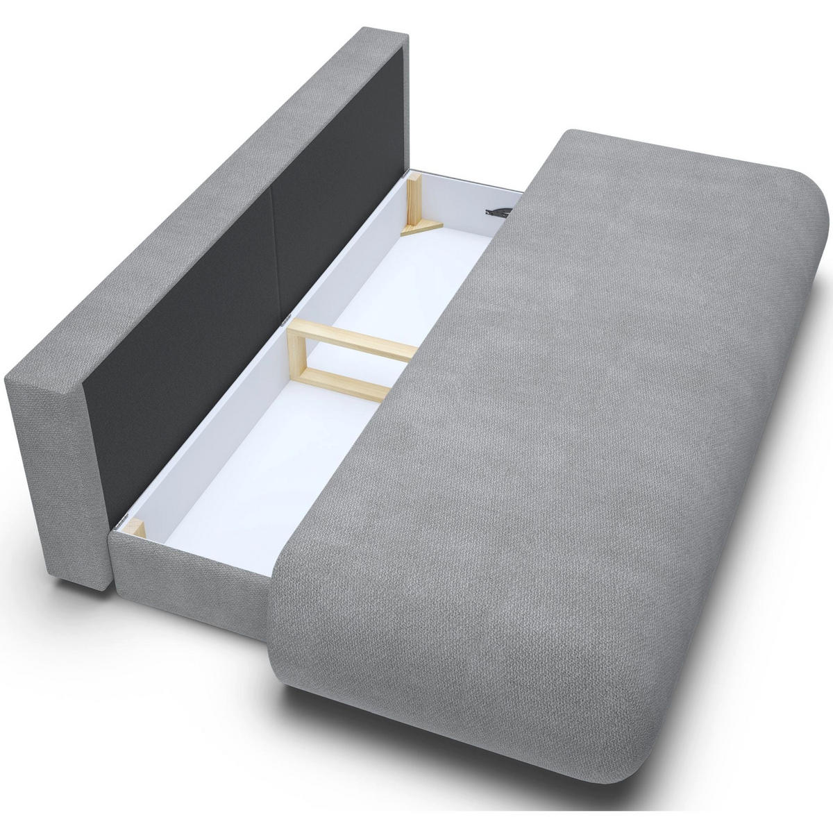 3-SITZER SCHLAFSOFA Grau Chenille - Schwarz/Grau, Kunststoff/Textil (214/74/100cm) - Selsey