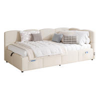 POLSTERBETT 90/200 cm mit hydraulischem Stauraum, USB-A/USB-C, Stautaschen und Bouclé-Bezug, Beige - Beige, Textil (90/200cm) - Redom