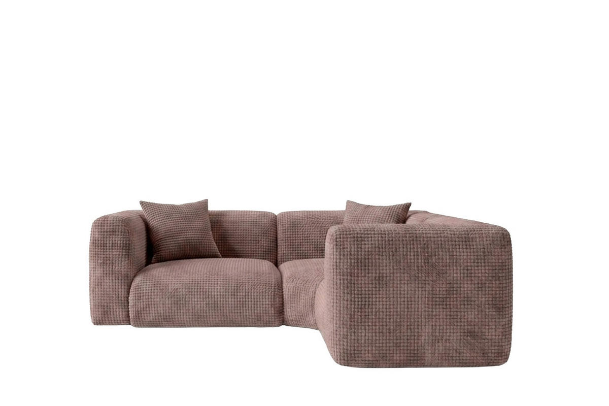 ECKSOFA Modulares, Corner mini, Chenille-Stoff Cremona, Taupe, GRETA - Taupe, Holz (380/190cm) - Kaiser Möbel