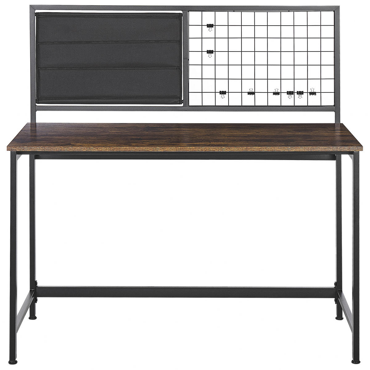 SCHREIBTISCH dunkler Holzfarbton/schwarz 118/60/121 cm Vince - Schwarz, Holzwerkstoff (60/118/121cm) - Beliani