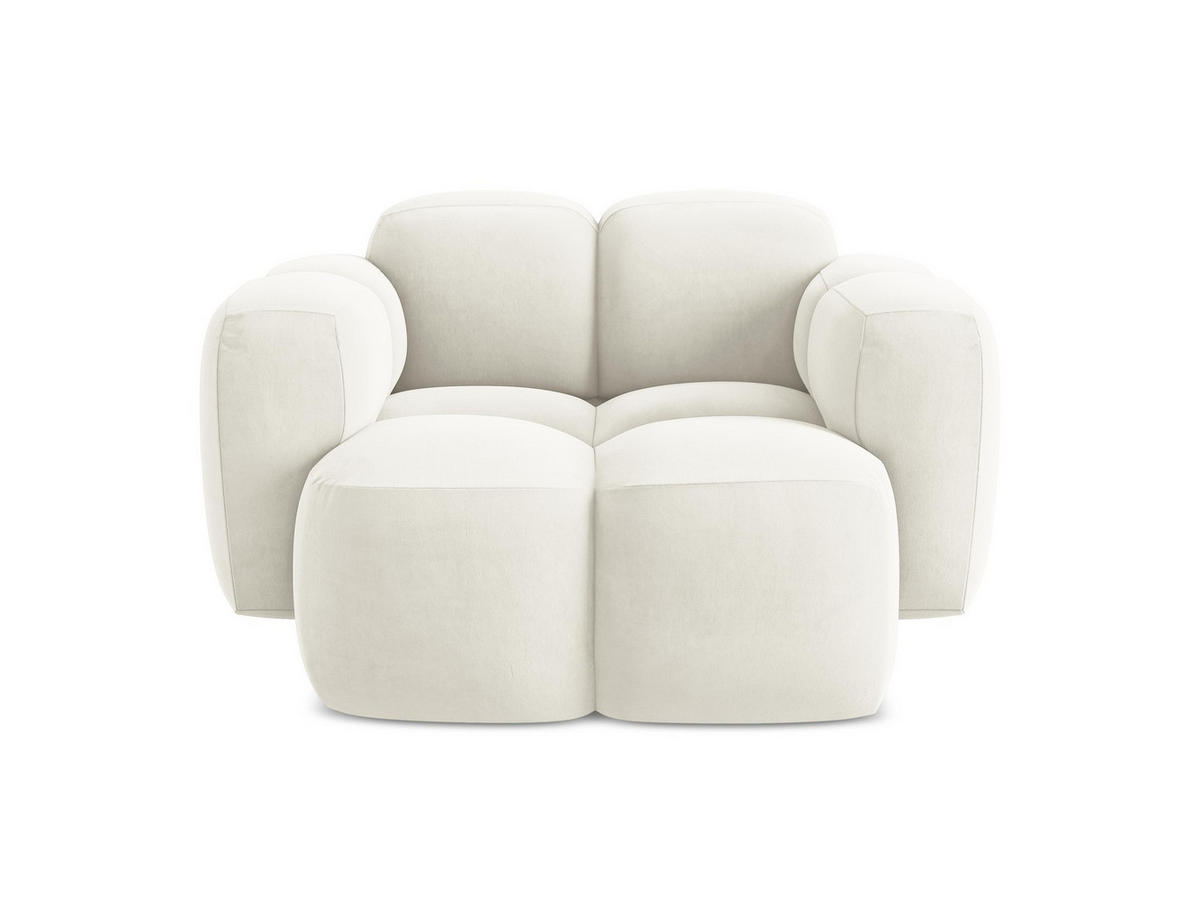 SESSEL Samt Stoff Beige - Hellbraun/Schwarz, Holzwerkstoff/Kunststoff (120/72/115cm) - Makamii