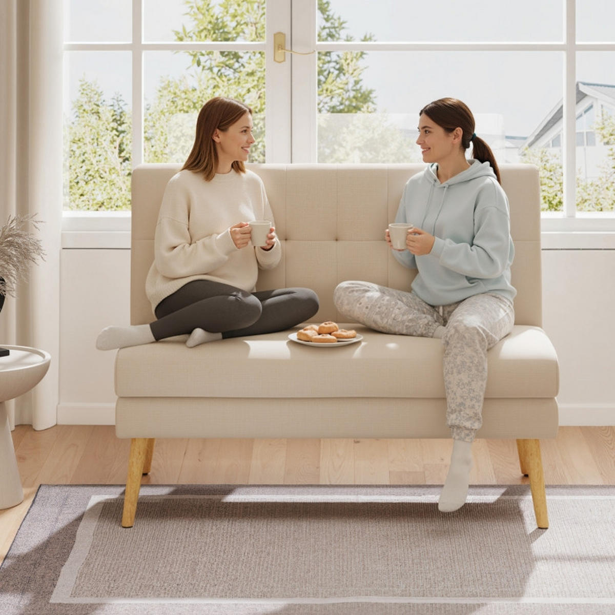 SCHLAFSOFA 118/49/90 cm in Leinenoptik Beige - Beige, Textil (118/90/68cm) - Oxeza