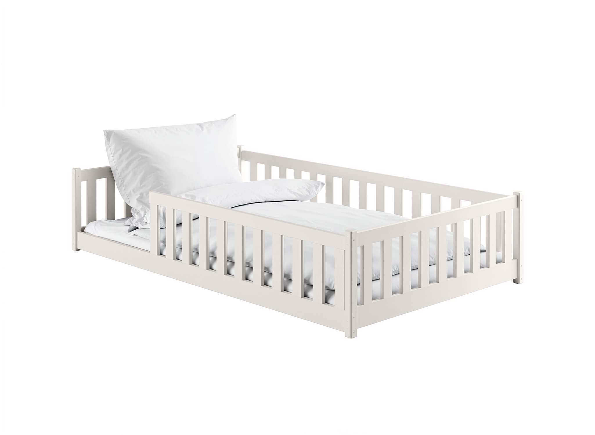 BODENBETT 120x200 cm in Baumwolle - Beige, Holz (120/200cm) - Kids Collective