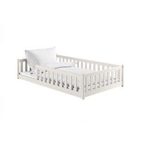 BODENBETT 120x200 cm in Baumwolle - Beige, Holz (120/200cm) - Kids Collective