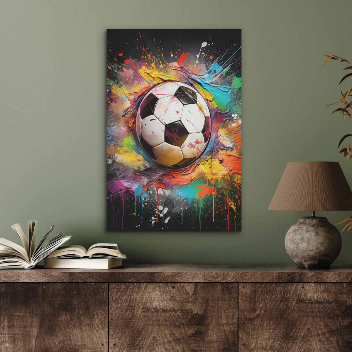 AKUSTIKBILD Fußball - Farbe - Farben - Schwarz - Weiß Kunstdruck Schlafzimmer 50x70 cm - Weiß, Kunststoff (50/70/0.9cm) - MuchoWow