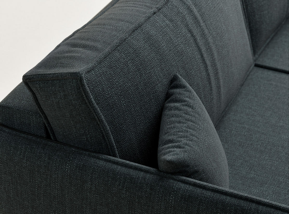 SOFA MIT SCHLAFFUNKTION Obra Türkis Webstoff - Türkis/Schwarz, Holz/Holzwerkstoff (220/70/107cm) - Maison de Reve