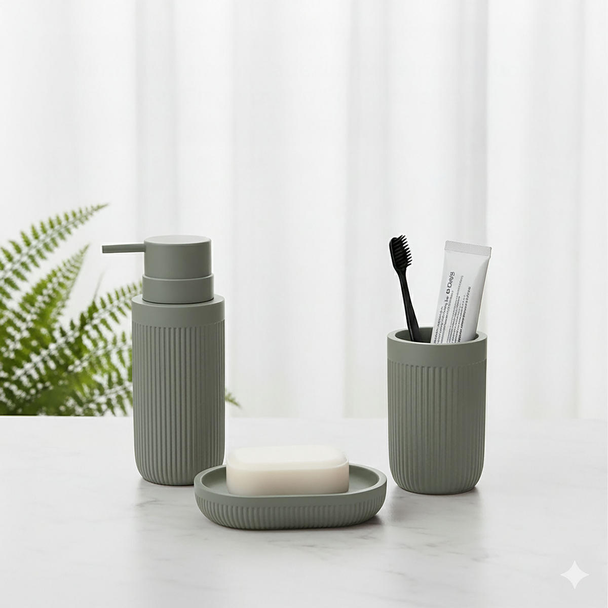 3-TLG.BAD-ACCESSOIRES - Grau, Kunststoff (6.5/17.5/6.5cm) - Relaxdays