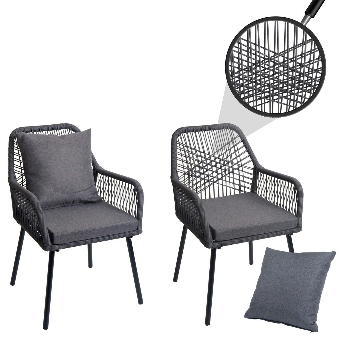 GARTENSTUHL AnthrazitDunkelgrau - Dunkelgrau/Anthrazit, Textil (54/81/62cm) - MCW