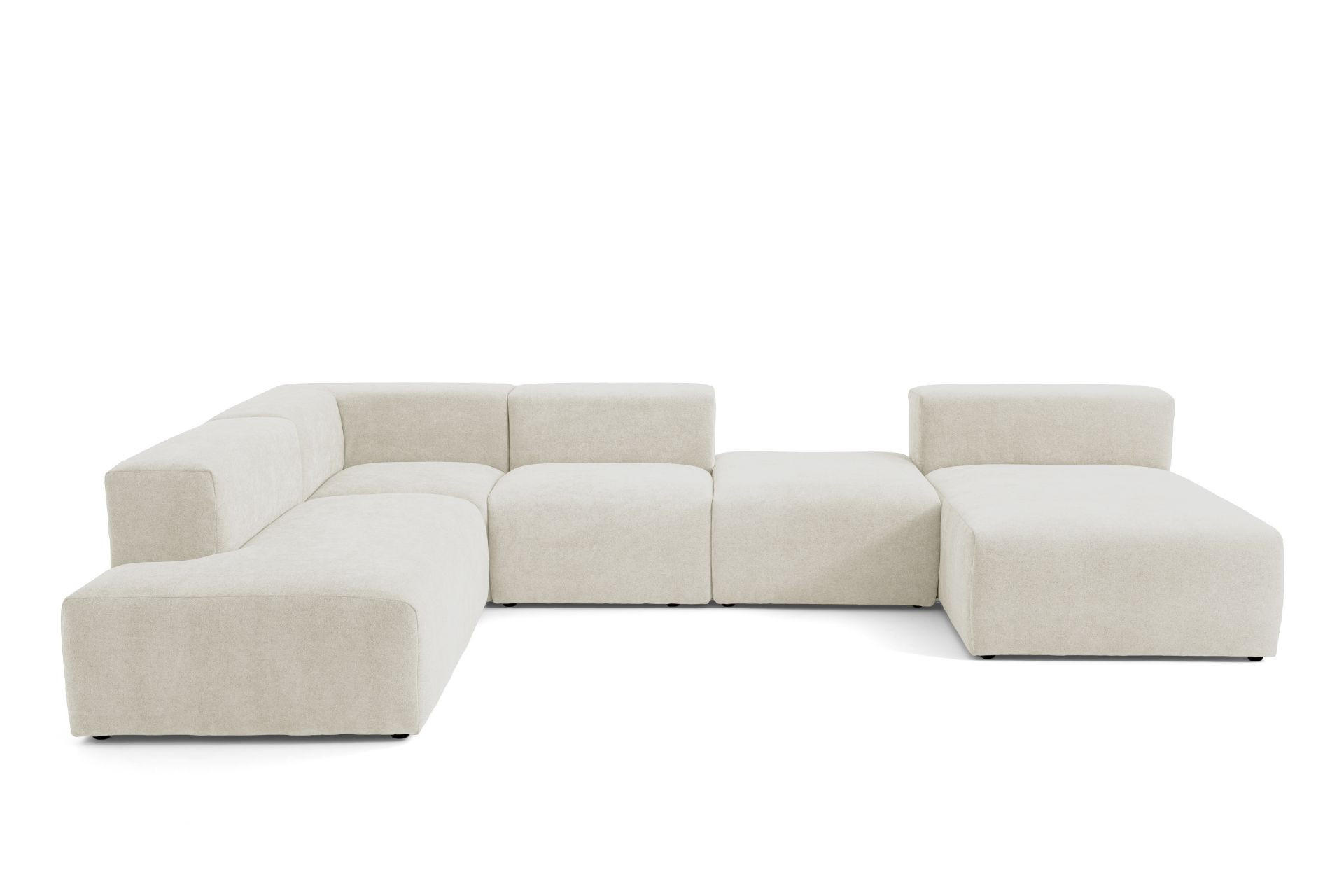 5-SITZER modulares Wohnlandschaft U XXL HEAVEN SET 6 Links, Breite 375 cm Webstoff Weiß - Schwarz/Weiß, Holz/Kunststoff (375/73/245cm) - Muffo