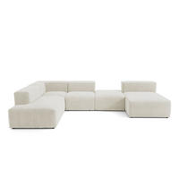 5-SITZER modulares Wohnlandschaft U XXL HEAVEN SET 6 Links, Breite 375 cm Webstoff Weiß - Schwarz/Weiß, Holz/Kunststoff (375/73/245cm) - Muffo