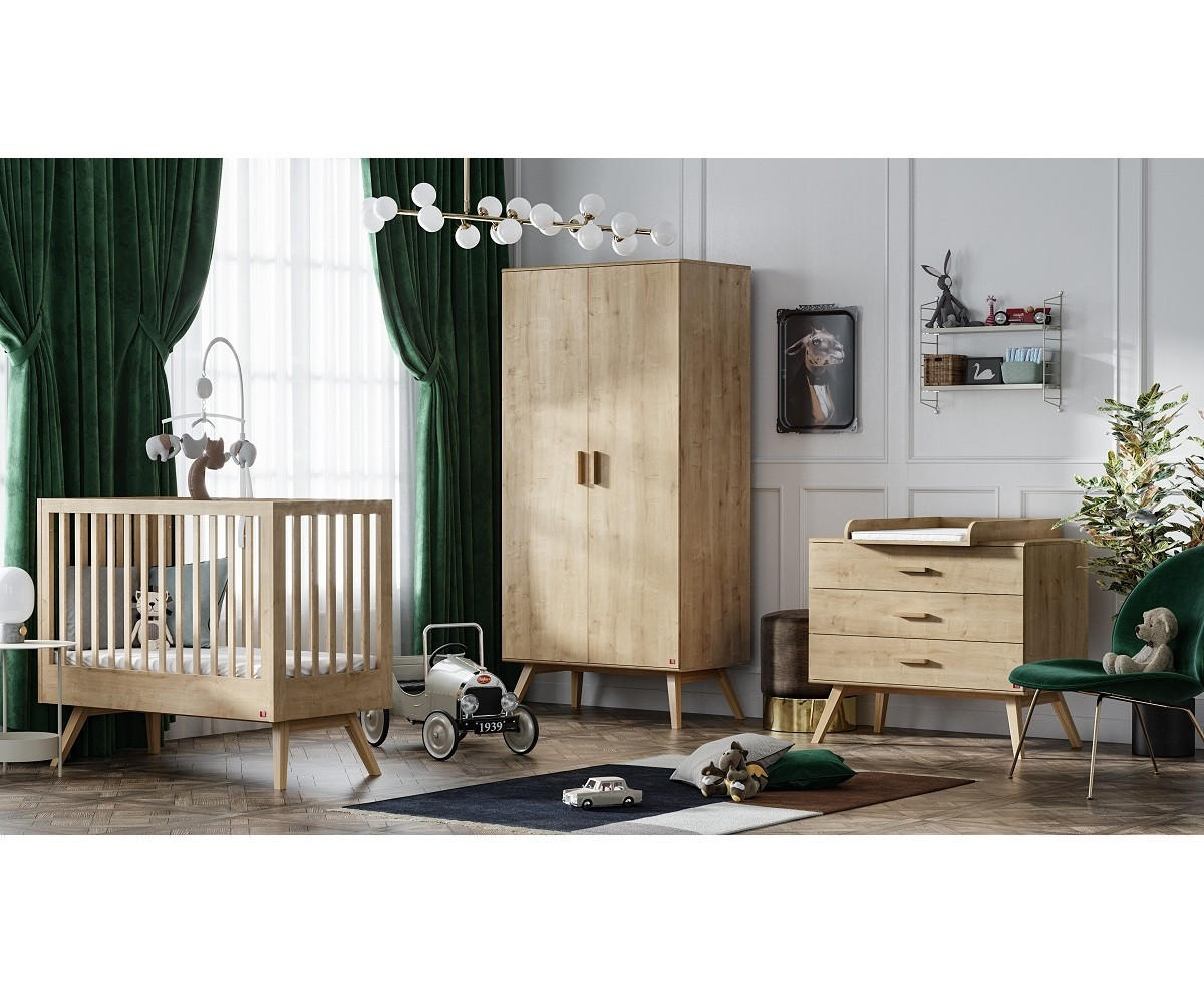 BABYZIMMER Set Nicole 4-teilig - Eiche - Eichefarben, Holzwerkstoff (100/208/58cm) - QMM TraumMöbel