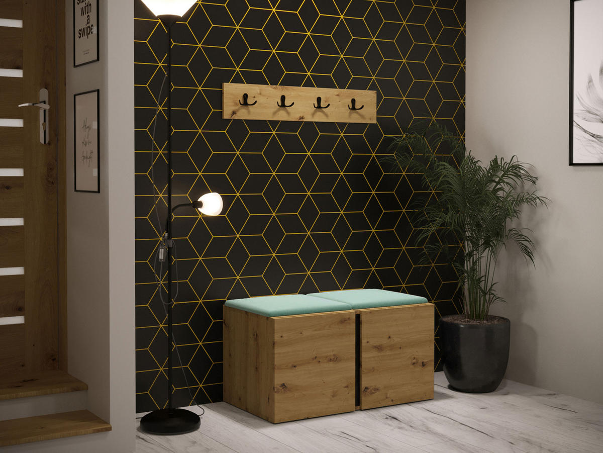 GARDEROBEN-SET Orion VI - Eiche Artisan/Mintgrün, Holzwerkstoff/Kunststoff (84/42/46cm) - MIRJAN24