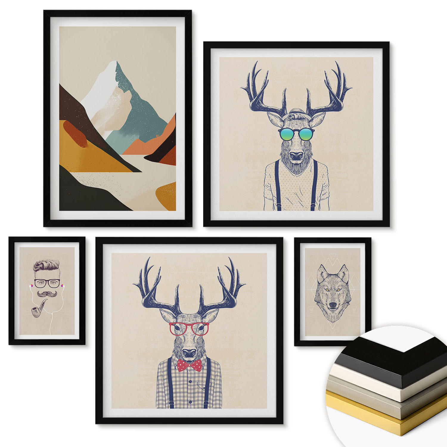 ArtPrintCave Wandbilder Schwarz 40x60 cm
