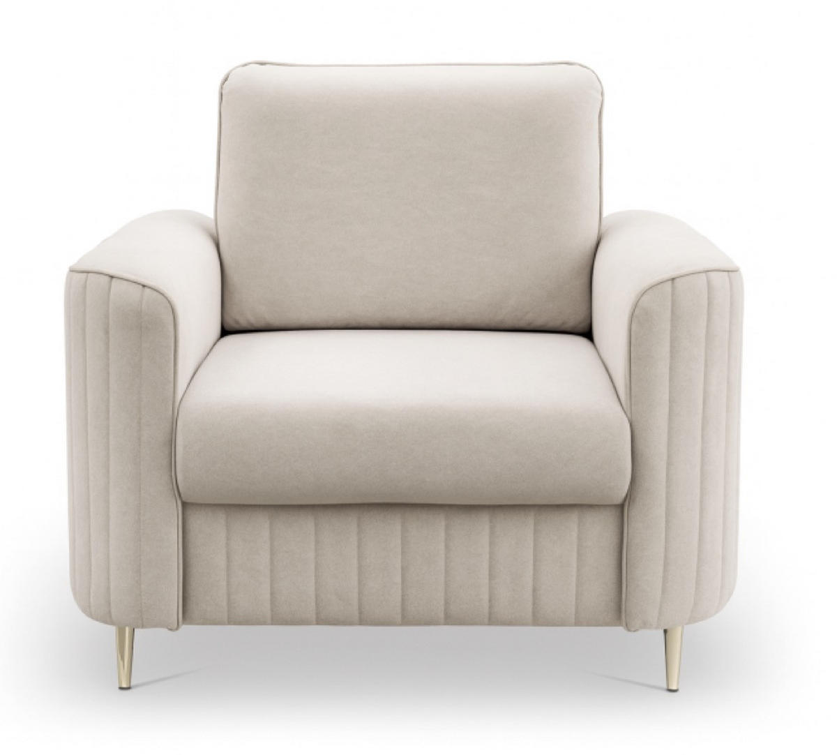 SESSEL Beige LOREN Mit Steppungen Auf Goldenen Beinen - Beige, Textil (100/85/94cm) - Sepro Meble