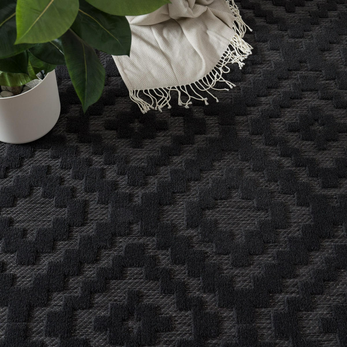 OUTDOORTEPPICH Ethno Anthrazit 80 x 250 cm - Anthrazit, Kunststoff (80/250cm) - TT Home