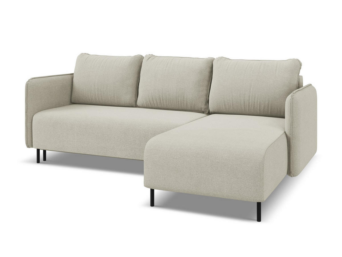ECKSOFA mit Schlaffunktion Samt Stoff Grau - Schwarz/Grau, Kunststoff/Textil (185/290cm) - Makamii