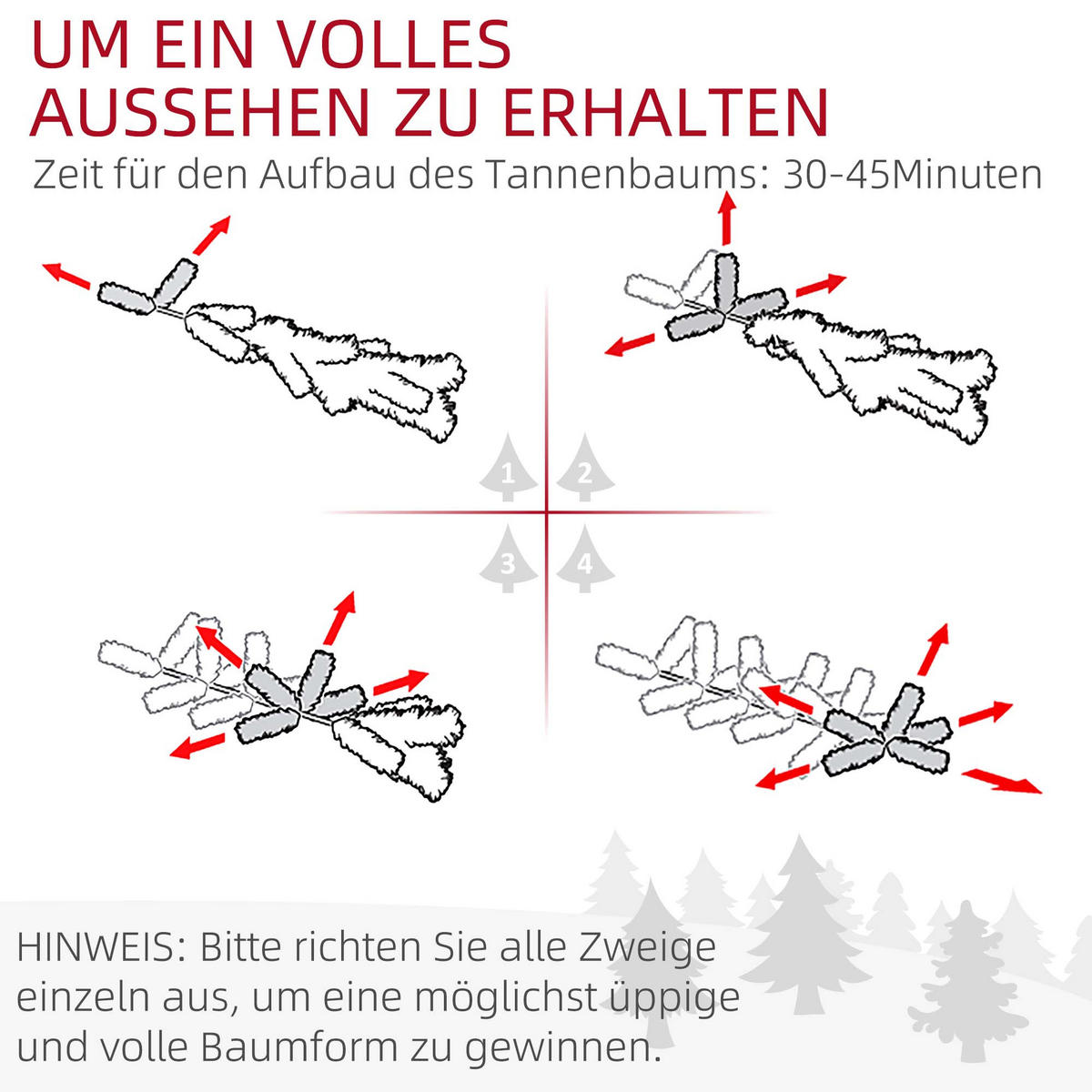 WEIHNACHTSBAUM 1,8 m Christbaum Kunsttanne 1000 Zweige Metallfuß PVC Weiß - Grün, Kunststoff (180cm) - HOMCOM