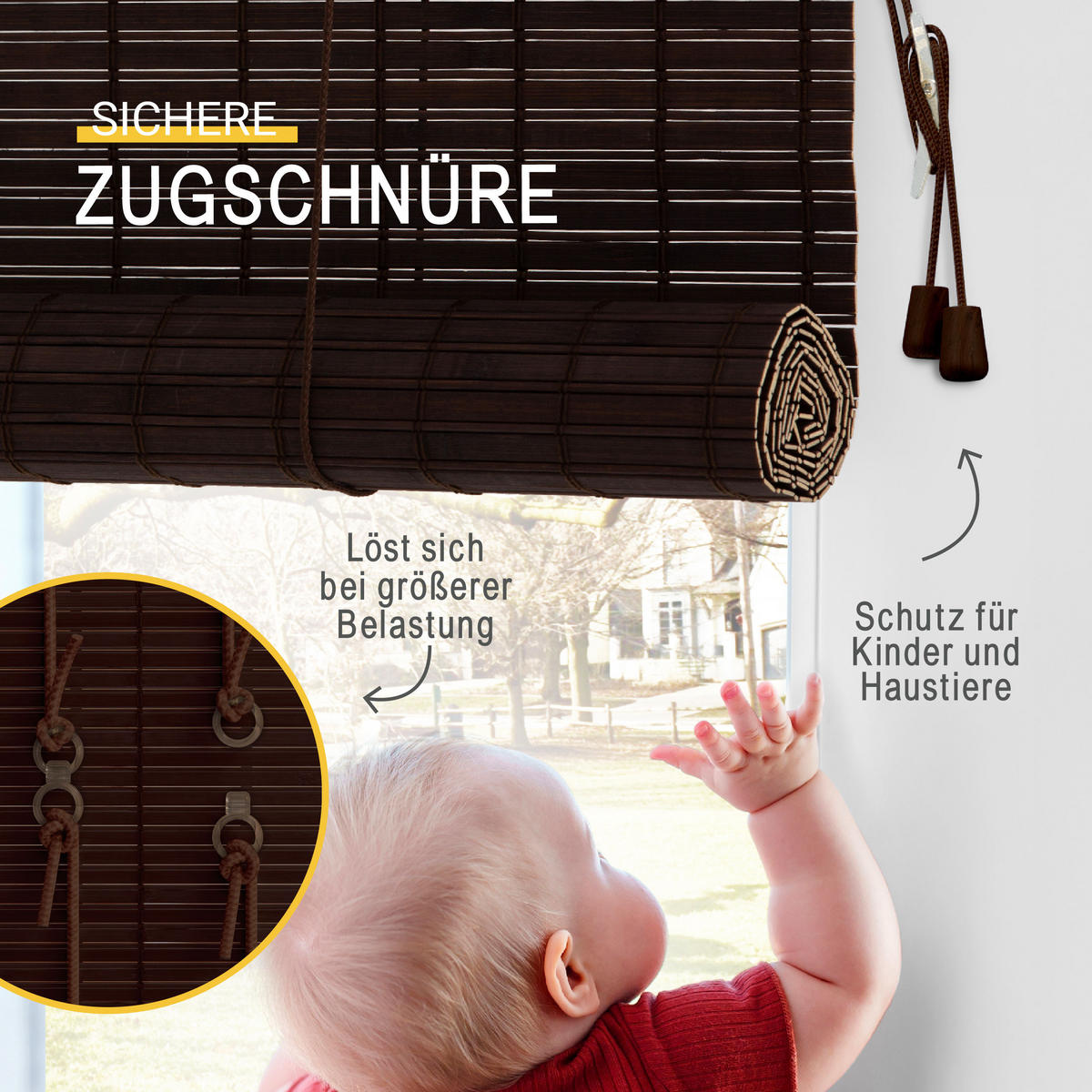 BAMBUSROLLO SolDecor BR7 90x160cm Braun - Braun, Holz (90/160cm) - Sol Royal