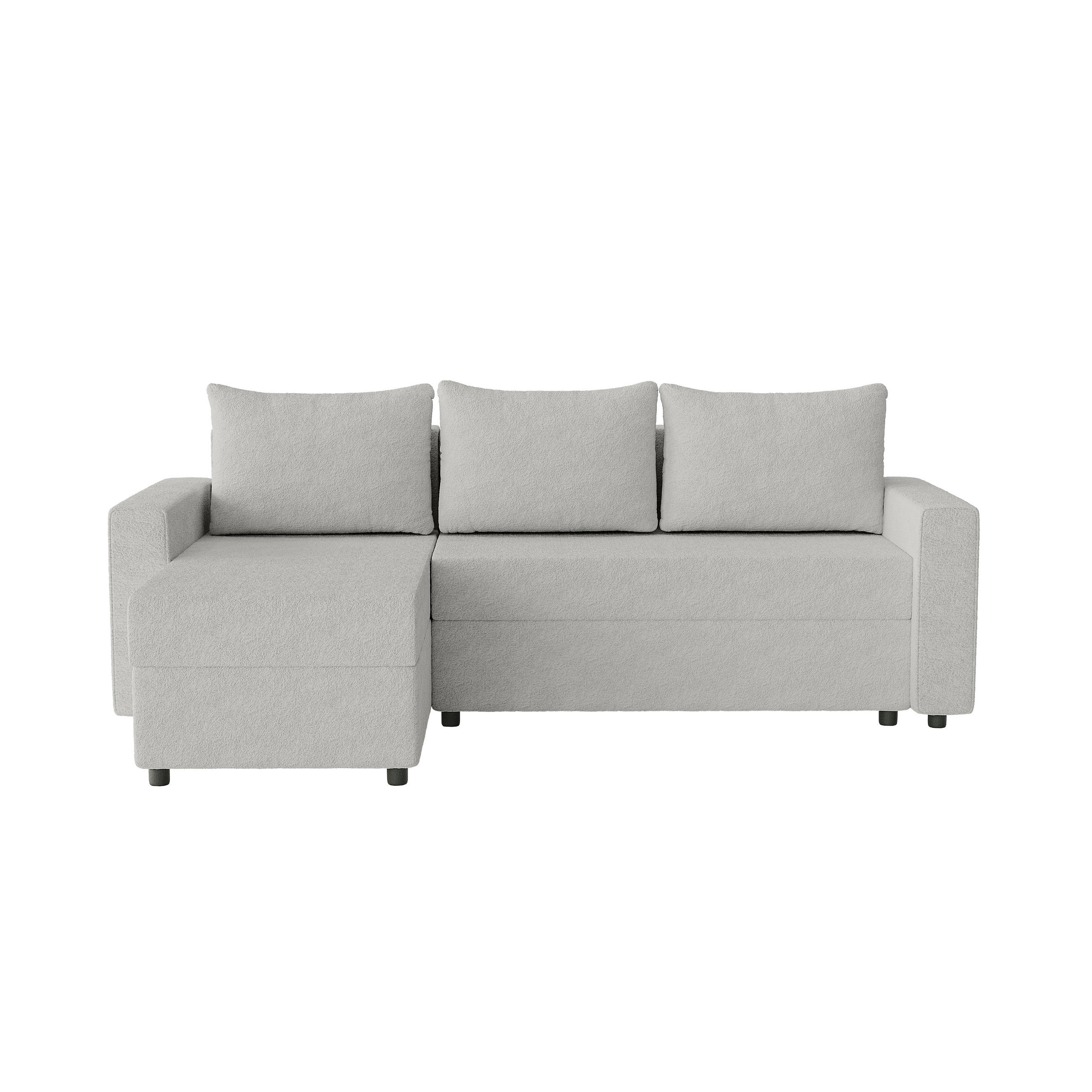 ECKSOFA Goka Lux L mit Schlaffunktion und 2 Bettkästen, Grau - Grau, Textil (230/146cm) - Fedve
