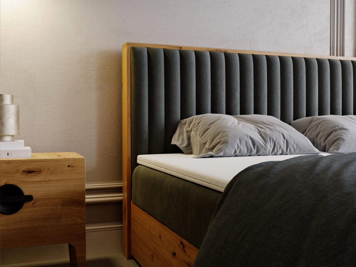 BOXBETT Forest 160x200 Dunkelgrau - Dunkelgrau, Holz/Textil (160/200cm) - Graingold