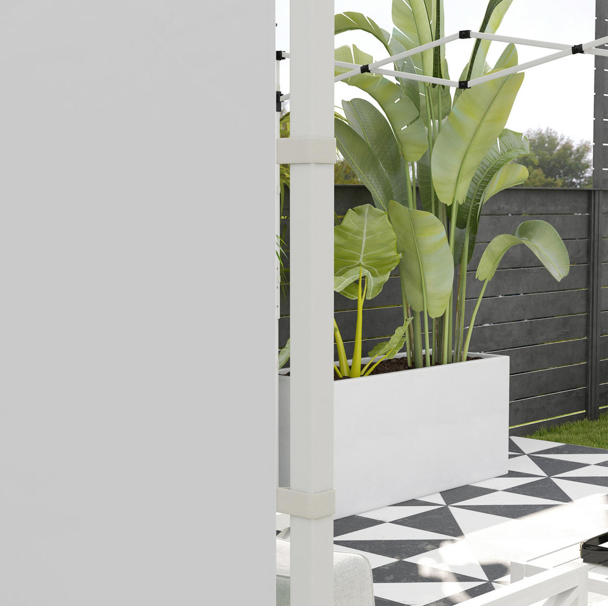 PAVILLON-SEITENWÄNDE 295/195 cm 2er-Set mit Fenster und Reißverschlusstür aus Polyester, Weiß - Weiß, Textil (195/195/295cm) - Redom