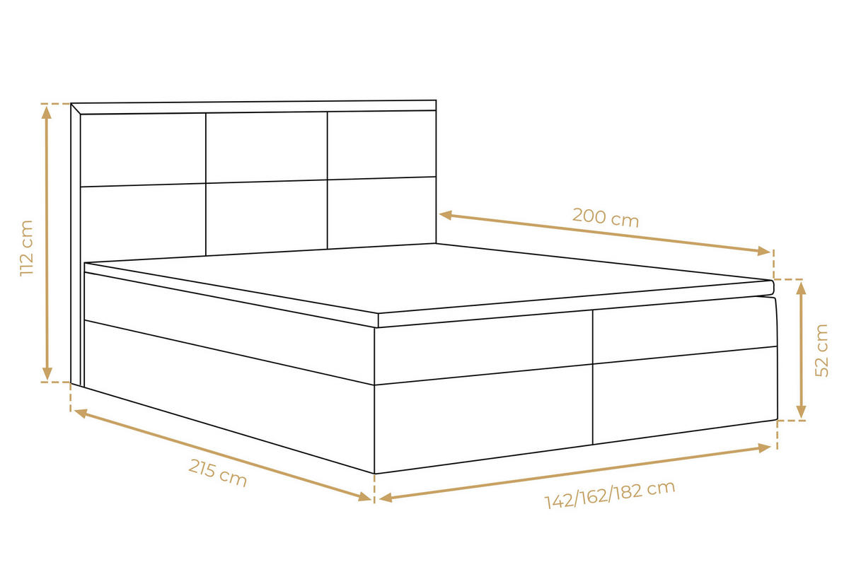 BOXBETT Gallese 160/200 cm in Braun – mit Bettkasten und Topper - Schwarz/Braun, Holz/Holzwerkstoff (160/200cm) - AX Living