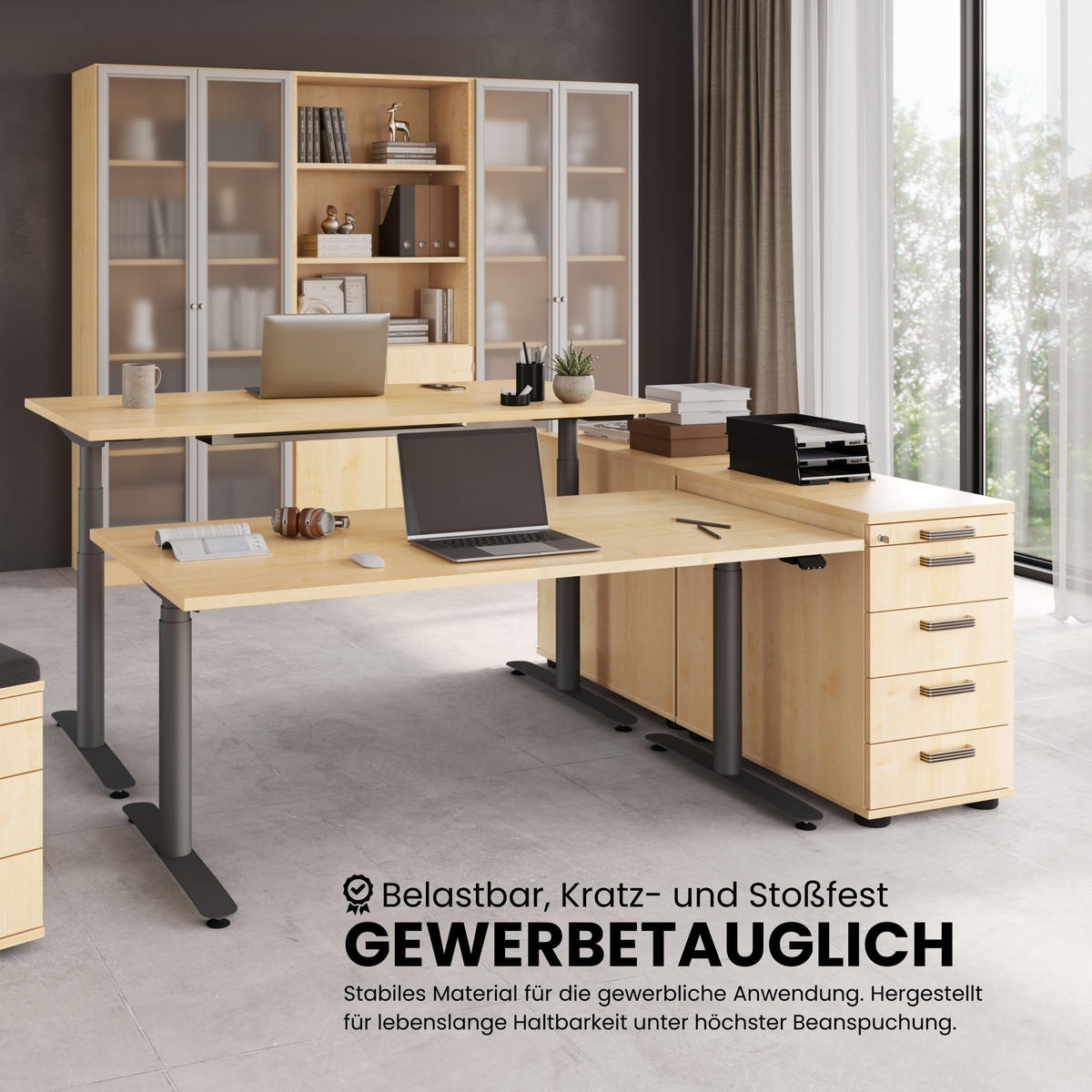STANDCONTAINER - mit 4 Schubladen 80/42,8/72 cm in Nussbaumfarben Streifengriff (Kunststoff) - Nussbaumfarben, Holzwerkstoff (42.8/72/80cm) - bümö