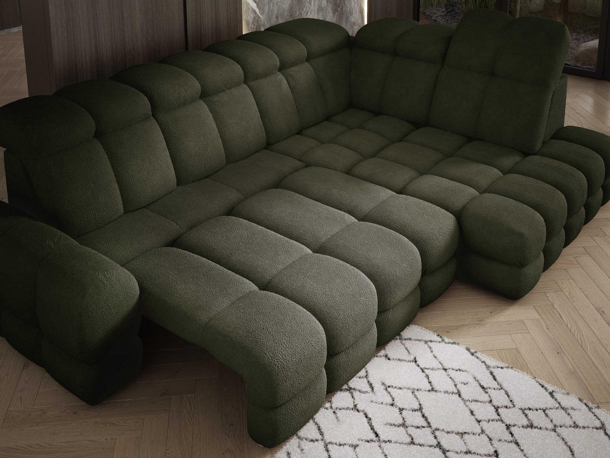 ECKSOFA TOLLO Anthology-stoff L-form 302x217x105 cm grün - Waldgrün, Holz/Textil (217/302cm) - DomoHome