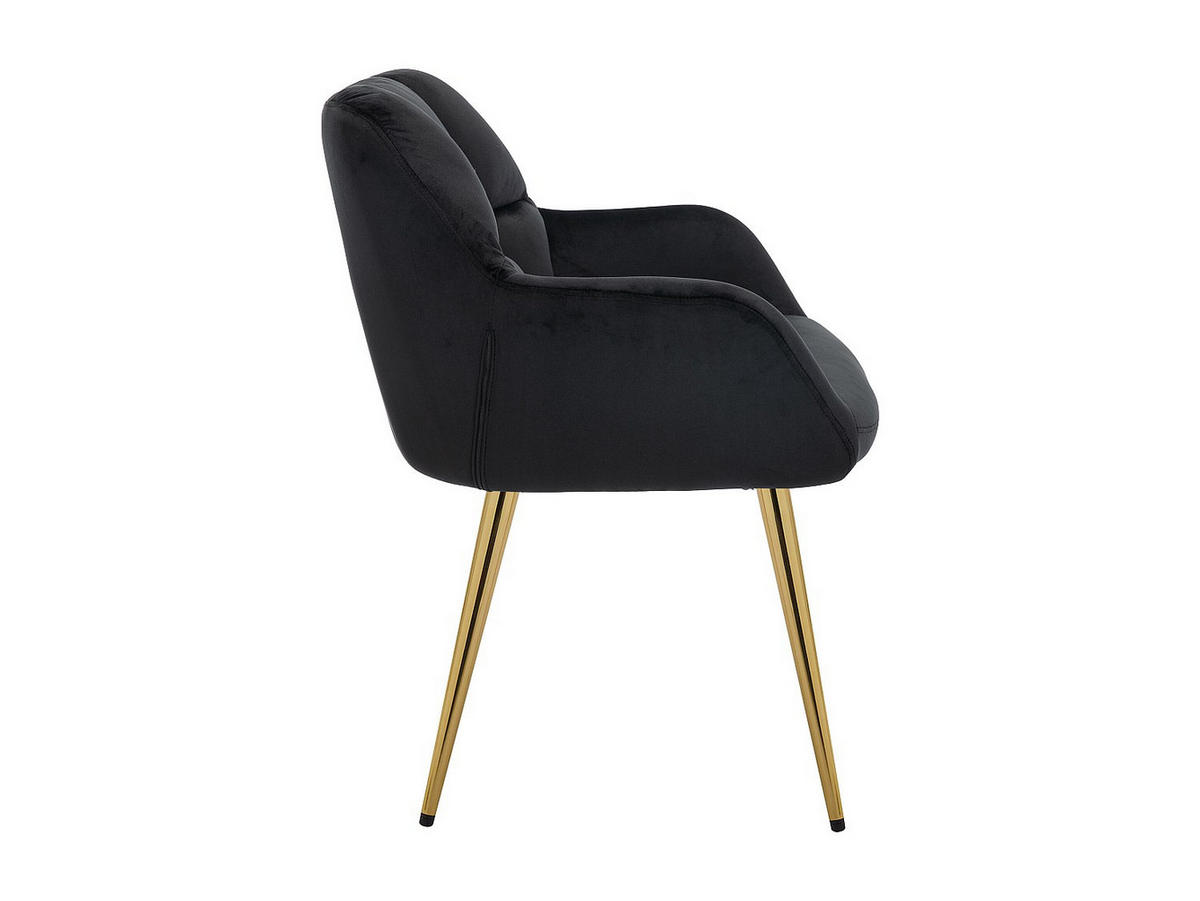 STUHL mit Armlehnen 2er-Set - Samt & goldfarbenes Metall - Schwarz - PEGA - Schwarz, Textil (62/78/58.5cm) - Pascal Morabito