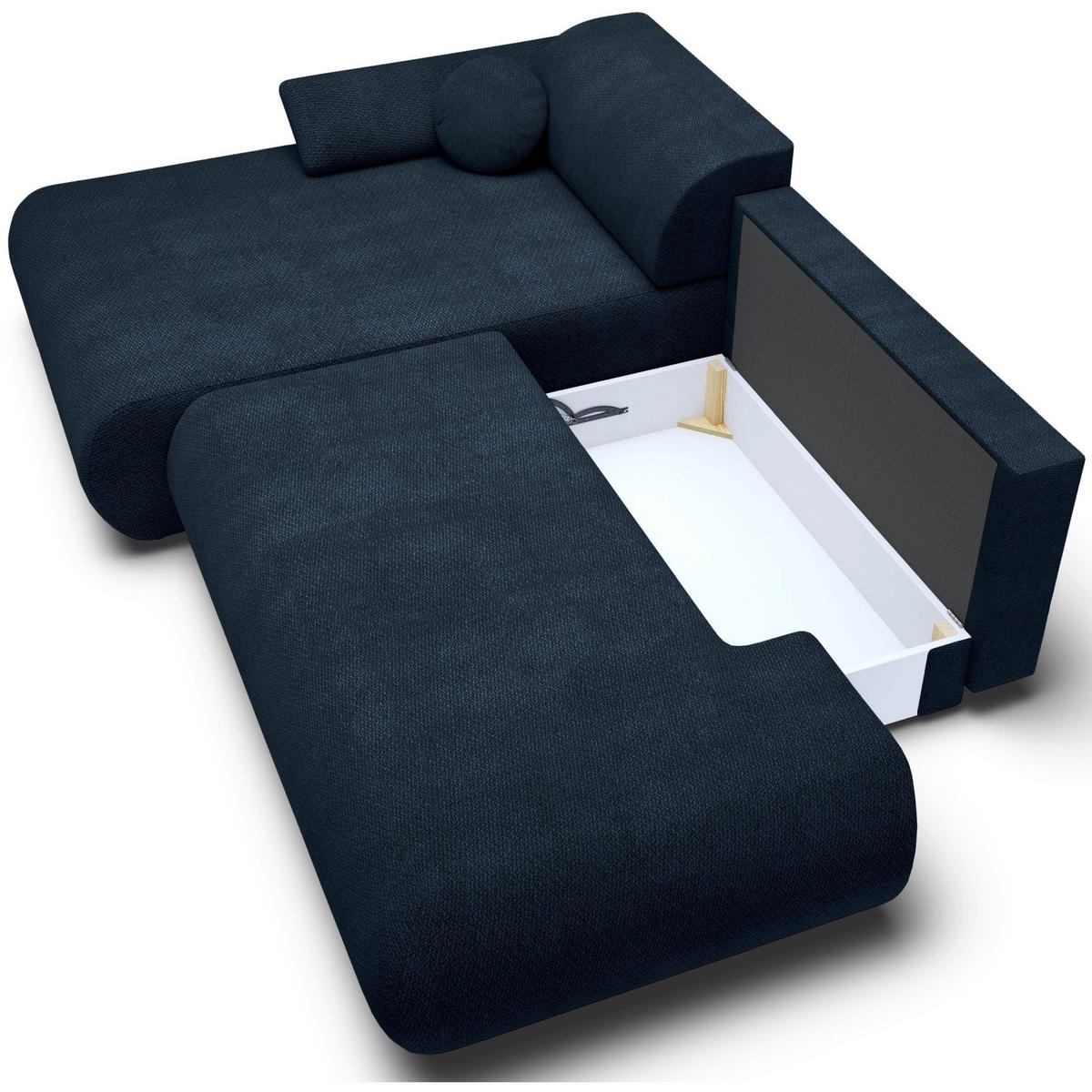 ECKSOFA Armone Dunkelblau Chenille - Schwarz/Dunkelblau, Kunststoff/Textil (286/173.5cm) - Selsey