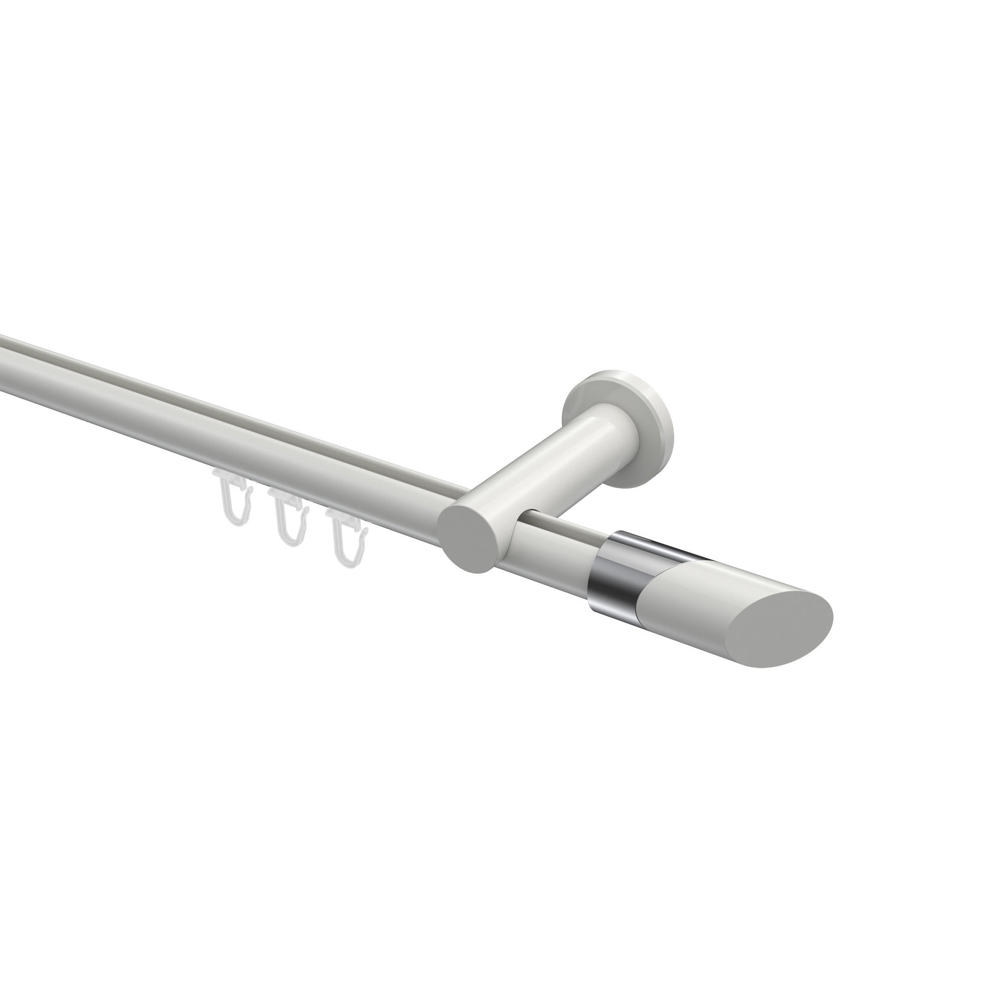 GARDINENSTANGE INNENLAUF Platon Verano 200 cm, 1-läufig, 20 mm Ø Weiß - Chromfarben/Weiß, Metall (200cm) - INTERDECO