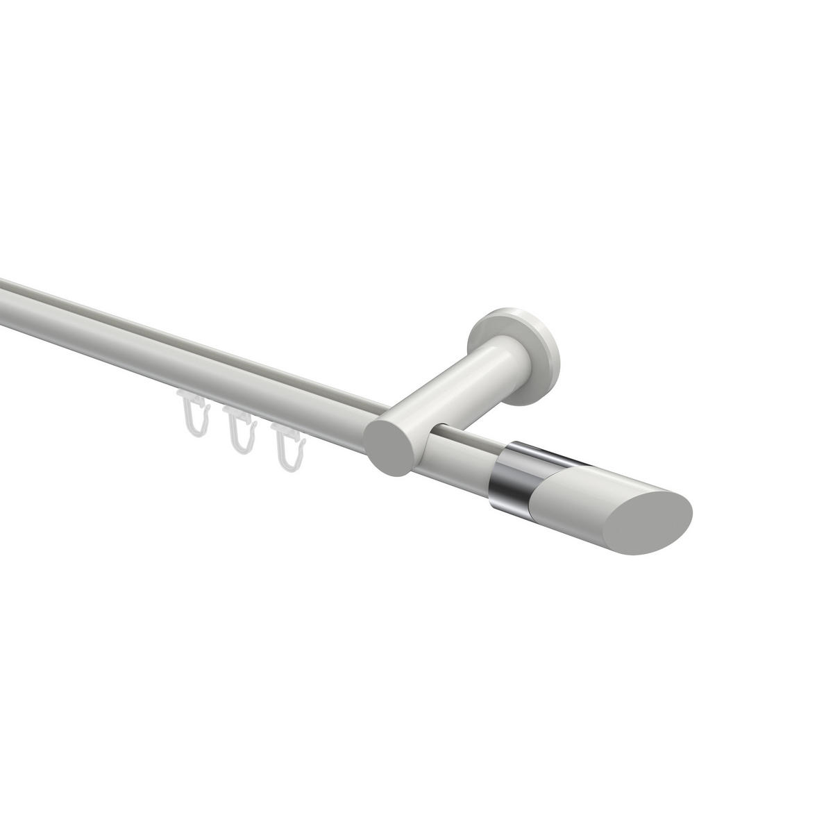 INNENLAUF-GARDINENSTANGEN-SET Platon Verano 200 cm, 1-läufig, 20 mm Ø Weiß - Chromfarben/Weiß, Metall (200cm) - INTERDECO