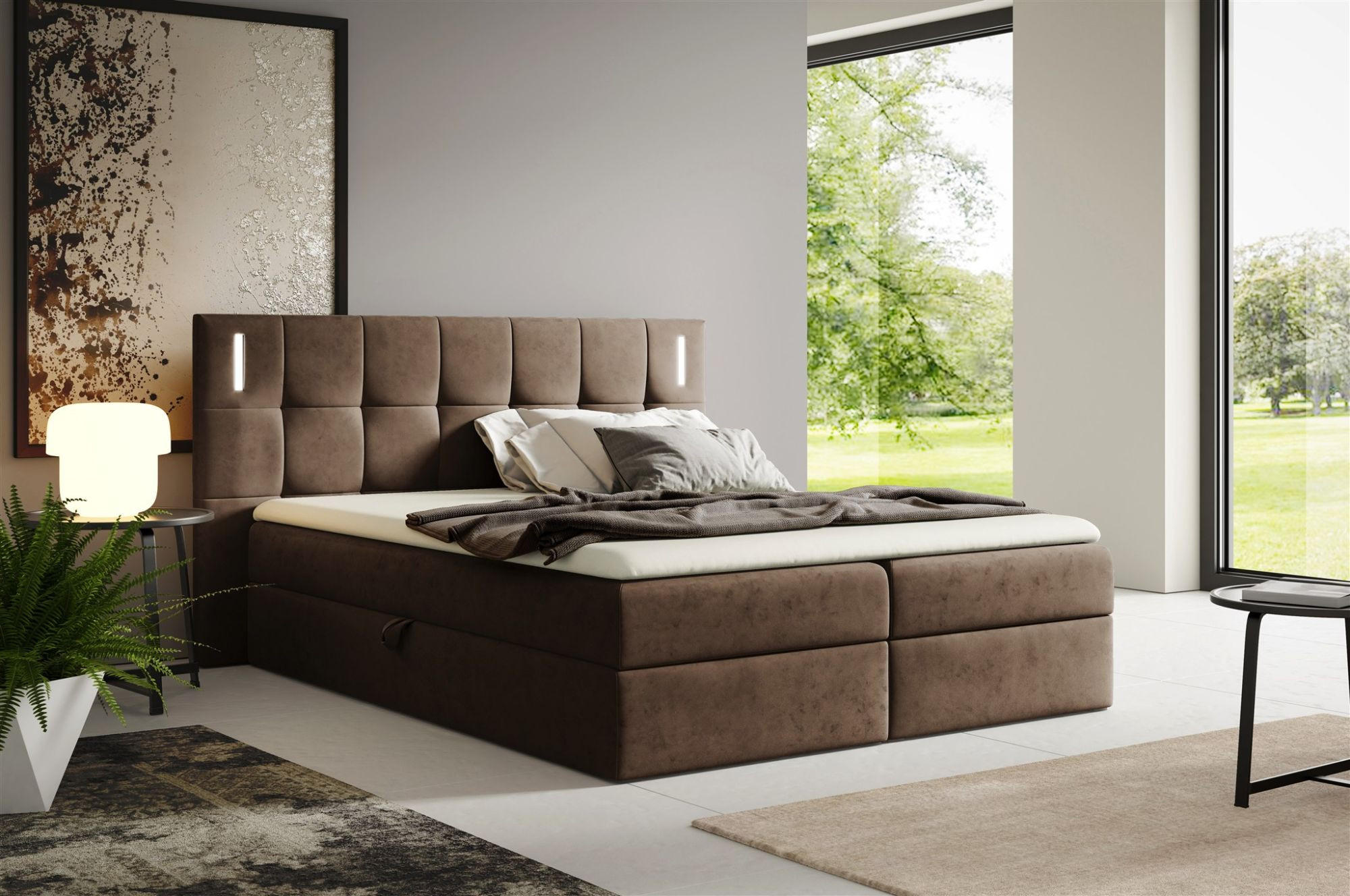 BOXBETT Martim Premium - Braun, Holzwerkstoff/Textil (120/200cm) - Fun Möbel