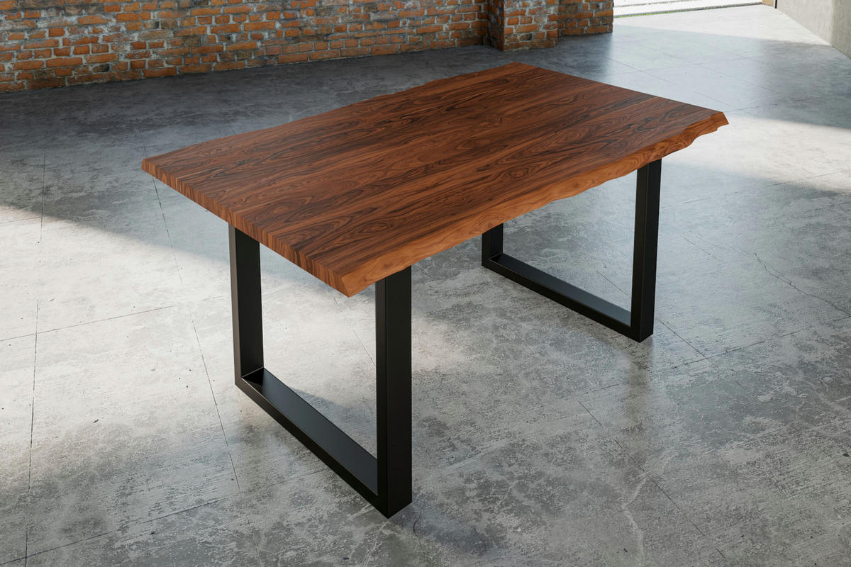 ESSTISCH LAUREN - Nussbaumfarben/Walnussfarben, Holz/Metall (85/160/77cm) - SAM