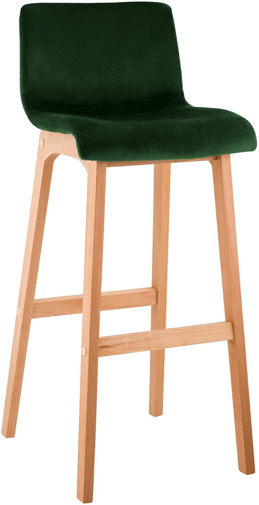 BARHOCKER Samt Grün - Eukalyptusholzfarben/Grün, Holz/Textil (41/101/46cm) - CLP