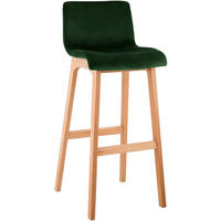 BARHOCKER Samt Grün - Eukalyptusholzfarben/Grün, Holz/Textil (41/101/46cm) - CLP