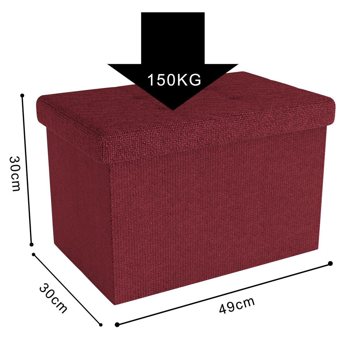 SITZBOX Faltbar mit Stauraum 49/30/30 cm (Rot) - Rot, Textil (30/30/49cm) - Intirilife