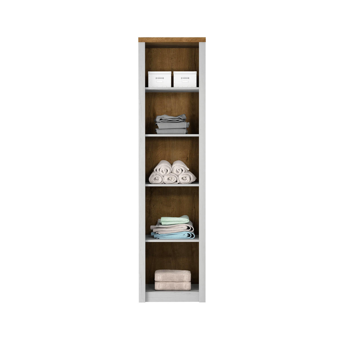 SCHRANK 1 Tür Léandre Weiß und Holz - Weiß, Holzwerkstoff (50.2/198.1/43.3cm) - Petits-meubles