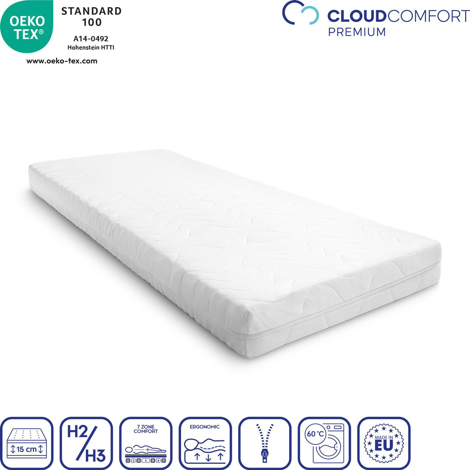 KALTSCHAUMMATRATZE Premium 80x200 cm - Weiß, Textil (80/200cm) - CloudComfort