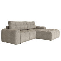 ECKSOFA mit Schlaffunktion - Strukturstoff - Beige/Schwarz, Kunststoff/Textil (268/184cm) - home24