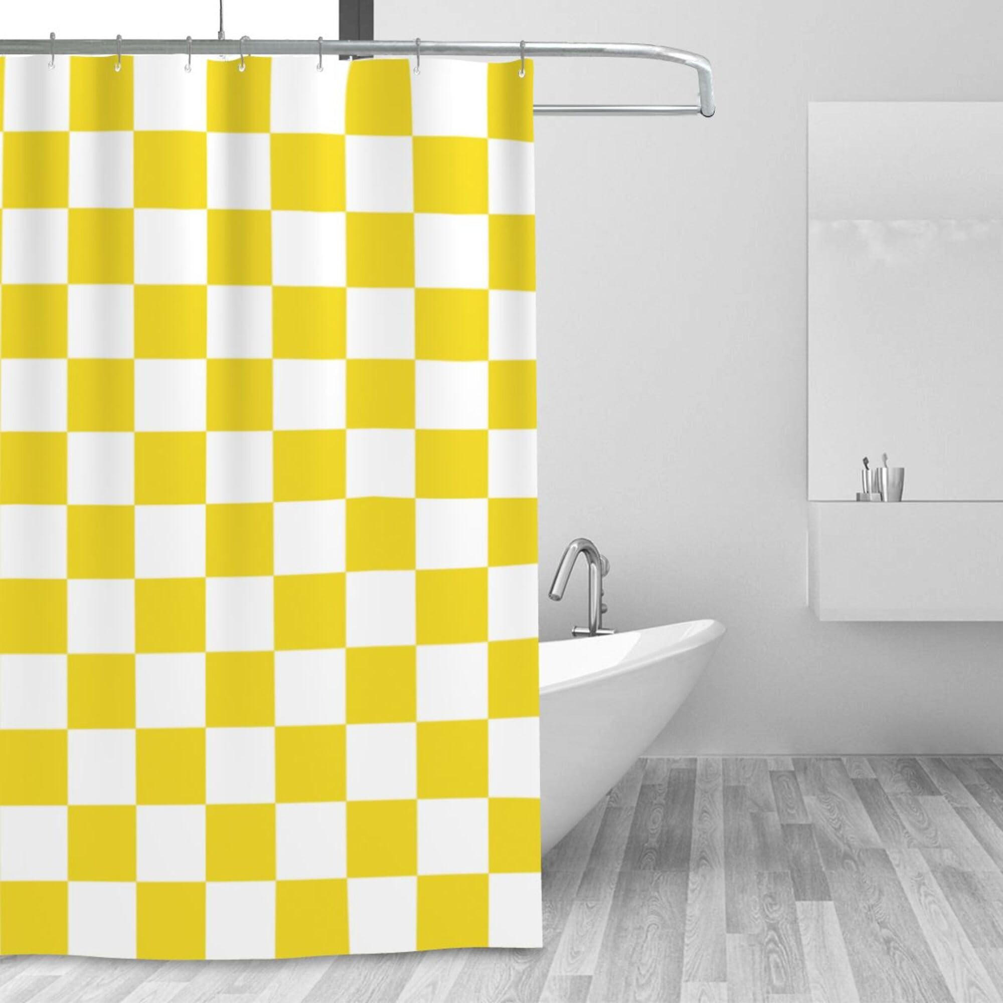 DUSCHVORHANG Gelb kariert Retro maschinenwaschbar fürs Badezimmer - Gelb, Textil (180/180cm) - MCBOSON