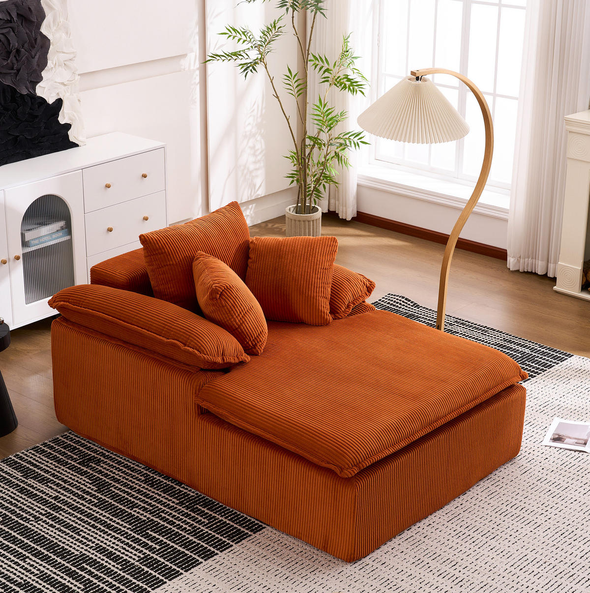 RECLINER Sofa Cord ergonomisch und ohne Montage 177/122/92 cm Orange - Orange, Textil (122/92/177cm) - Redom