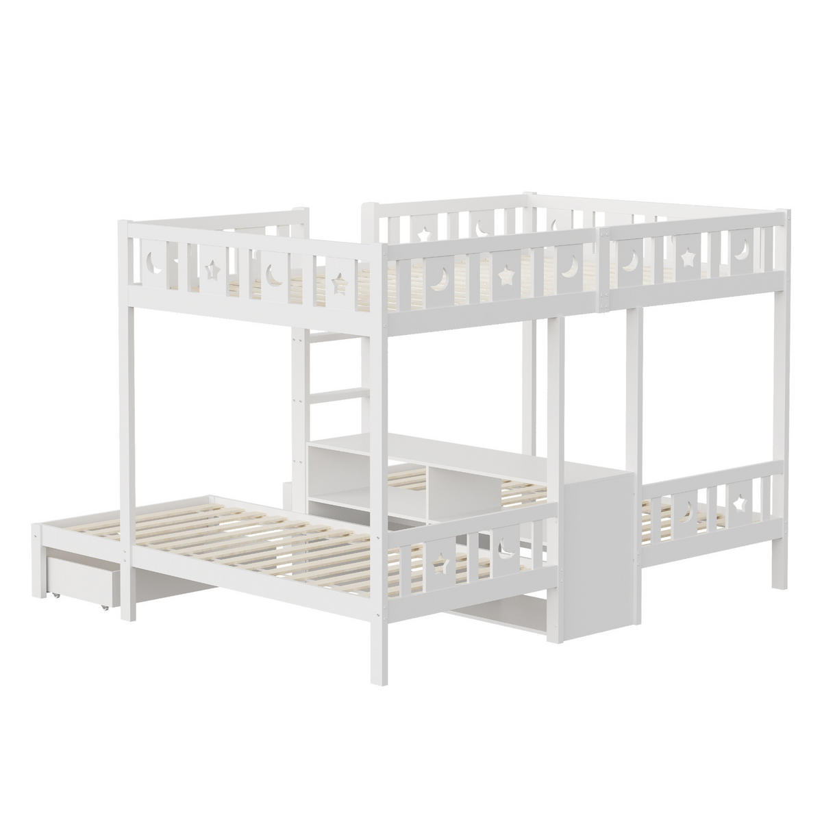 ETAGENBETT 140/200 cm / 90/200 cm DE-01543, in Weiß, mit 2 Schubladen und Stauraum - Weiß, Holz (140/200cm) - ComfortXL