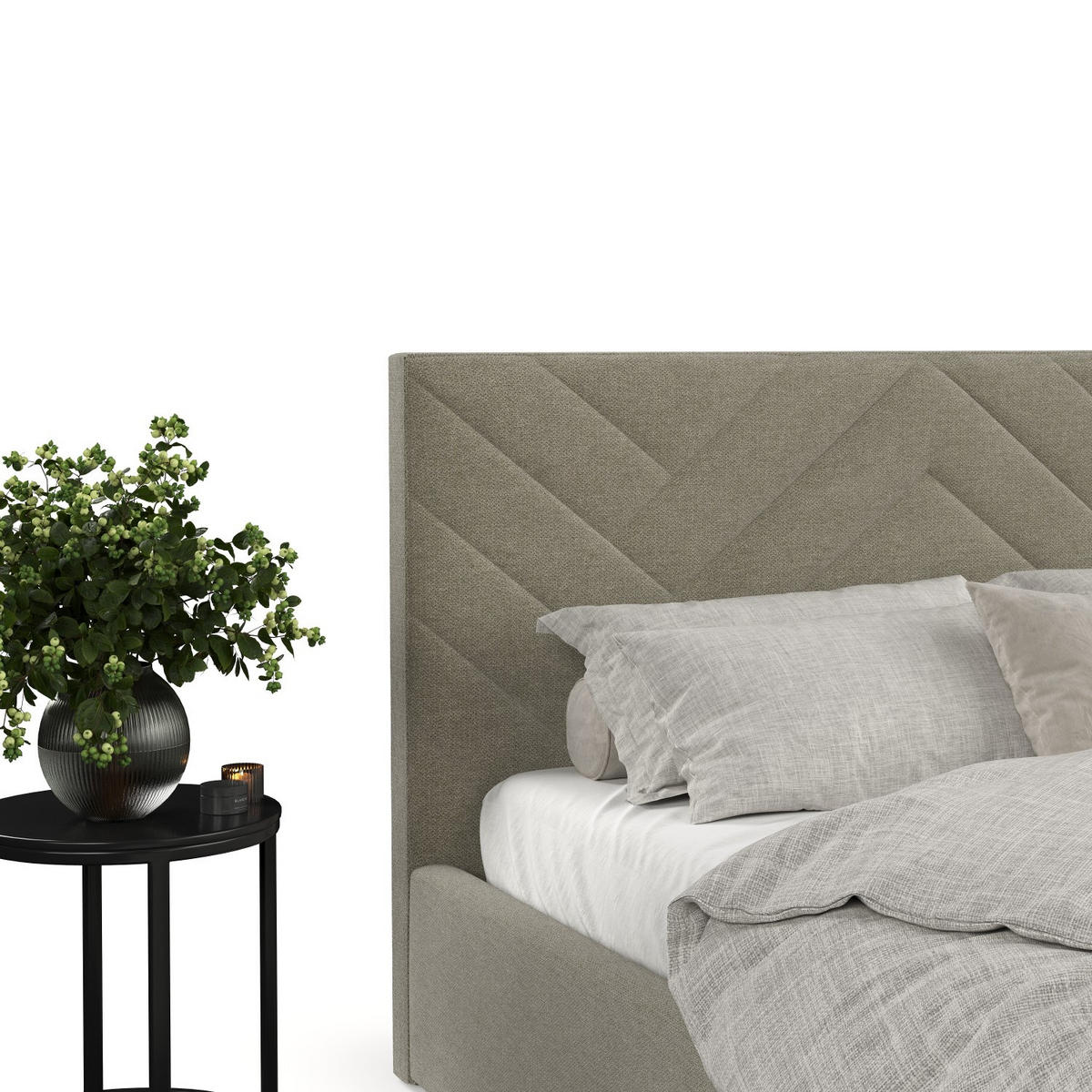 POLSTERBETT Arco 160/200 cm Olivgrün im Asti Stoff - Schwarz/Naturfarben, Holz/Holzwerkstoff (160/200cm) - AltaBeds