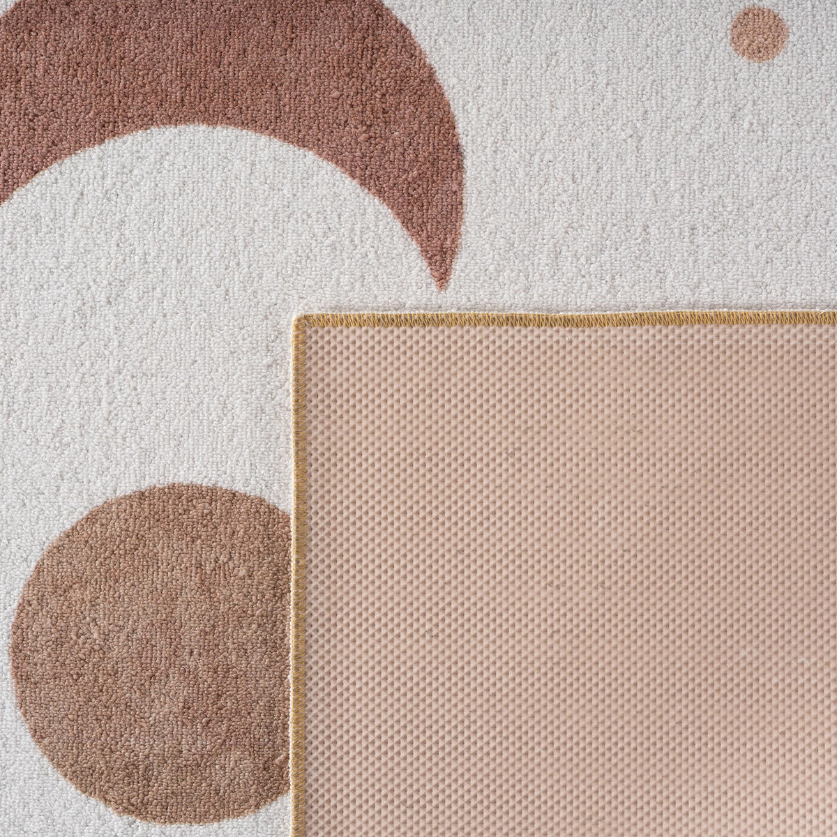 TEPPICH Kurzflor Waschbar TINO in Creme, mit Mondphasen-Motiv, 120 x 170 cm - Beige, Textil (170/120cm) - KADIMA DESIGN