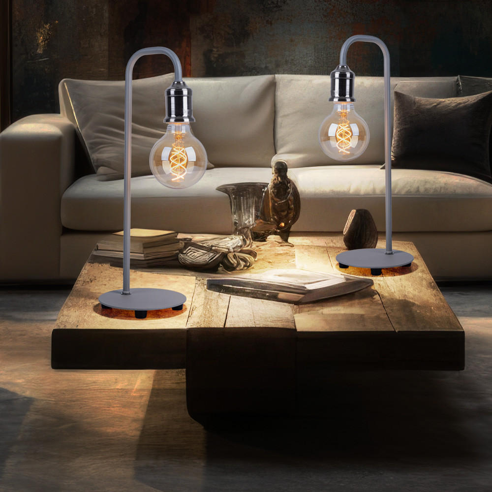 TISCHLEUCHTE FLORIDA Nickel matt Grau 2er Set - Grau, Metall (16.4/15/43.8cm) - Globo Lighting