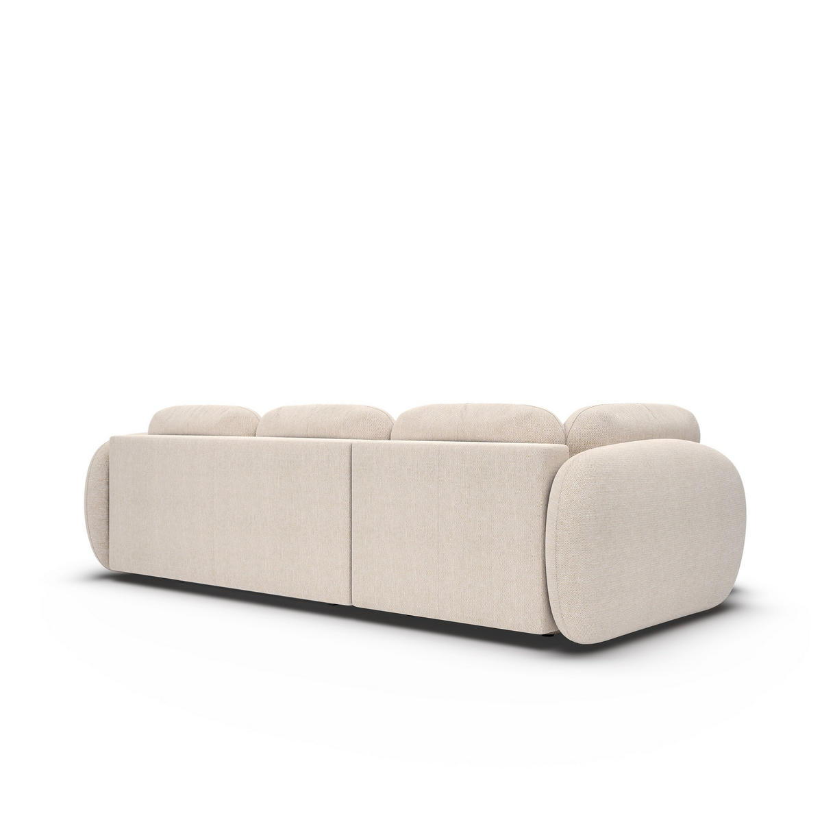 ECKSOFA AMICO II L-S Beige Geflochtener Stoff mit Schlaffunktion - Beige, Holz (289/190cm) - MASSENO