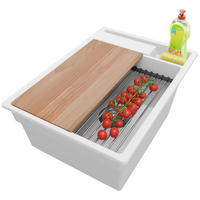 SPÜLBECKEN Oslo Pocket, 2-er set Weiß 38/53 cm 1 Becken + Ablauf-Set + Küchenzubehörset ab 40er Unterschrank - Chromfarben/Beige, Kunststoff (38/20/53cm) - Primagran