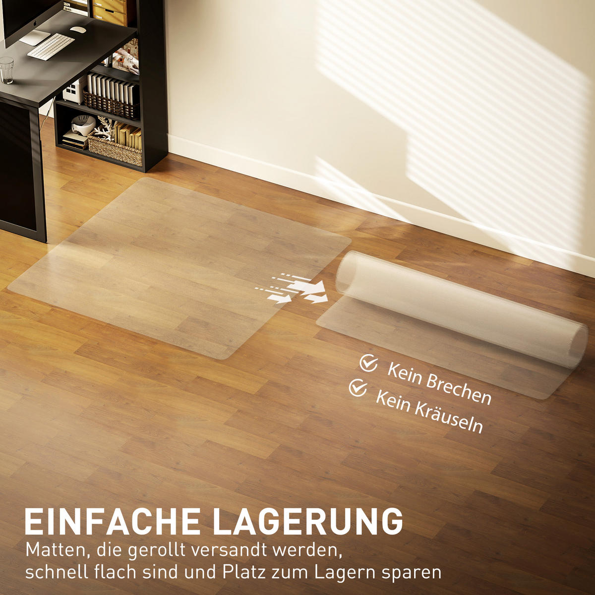 BODENSCHUTZMATTE 120 x 120 cm Bürostuhl Unterlage in Transparent für Hartböden - Transparent, Kunststoff (120/1/120cm) - HOMCOM