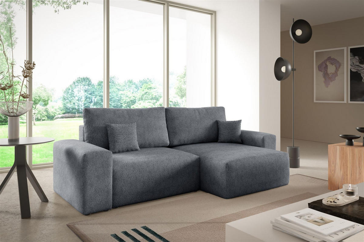 ECKSOFA Arona Xs Mit Schlaffunktion - Dunkelgrau, Holzwerkstoff/Textil (255/148cm) - Fun Möbel
